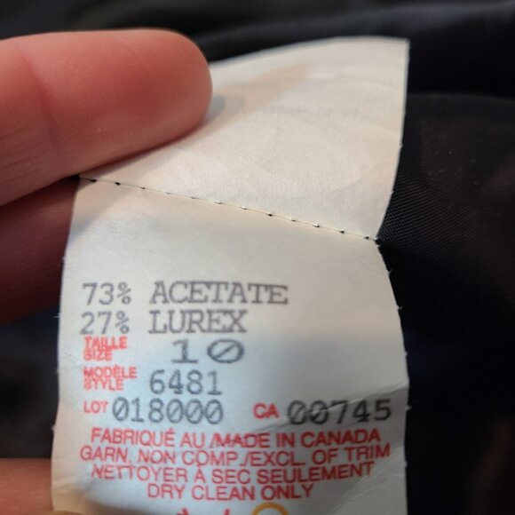 Vtg JS Collections Full Length Black Shimmer Evening Dress Sz 10 1920s New Year - Picture 10 of 11